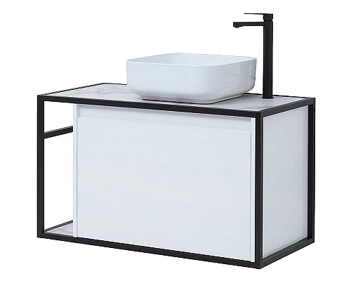 Приобрести Тумба под раковину Aquanet Nova Lite Loft 90R 261651 подвесная Белый глянец в магазине сантехники Santeh-Crystal.ru