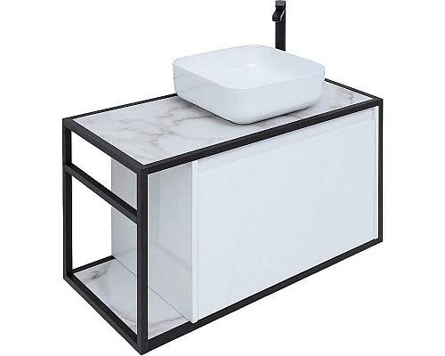 Приобрести Тумба под раковину Aquanet Nova Lite Loft 90R 261651 подвесная Белый глянец в магазине сантехники Santeh-Crystal.ru