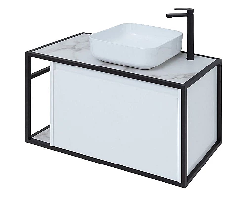 Приобрести Тумба под раковину Aquanet Nova Lite Loft 90R 261651 подвесная Белый глянец в магазине сантехники Santeh-Crystal.ru