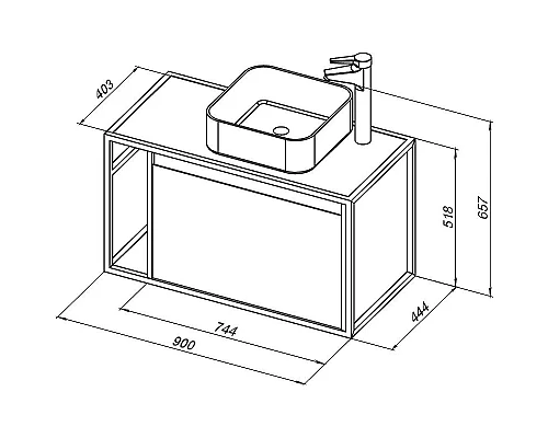 Приобрести Тумба под раковину Aquanet Nova Lite Loft 90R 261651 подвесная Белый глянец в магазине сантехники Santeh-Crystal.ru