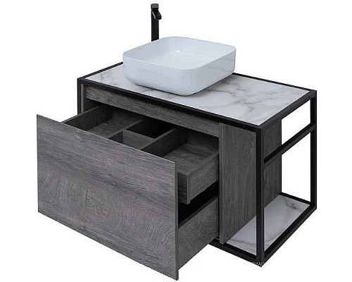 Купить Тумба под раковину Aquanet Nova Lite Loft 90L 261656 подвесная Дуб рошелье в магазине сантехники Santeh-Crystal.ru