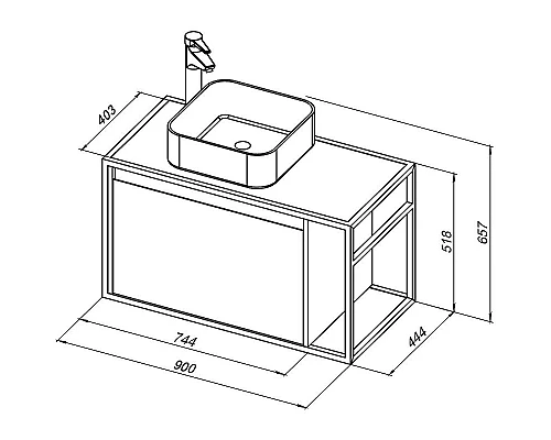 Купить Тумба под раковину Aquanet Nova Lite Loft 90L 261656 подвесная Дуб рошелье в магазине сантехники Santeh-Crystal.ru