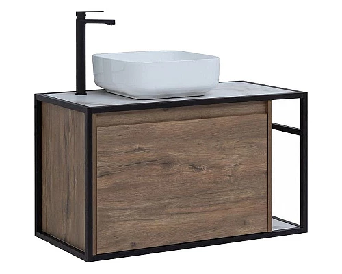 Приобрести Тумба под раковину Aquanet Nova Lite Loft 90L 261660 подвесная Дуб рустикальный в магазине сантехники Santeh-Crystal.ru
