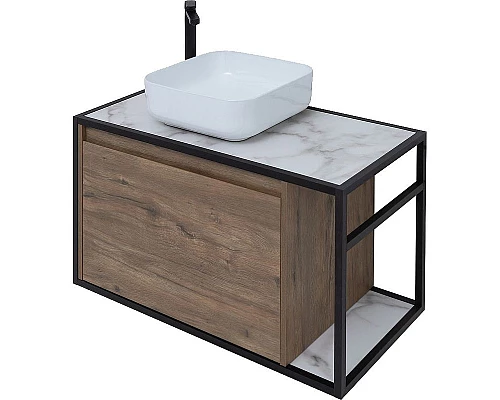 Приобрести Тумба под раковину Aquanet Nova Lite Loft 90L 261660 подвесная Дуб рустикальный в магазине сантехники Santeh-Crystal.ru