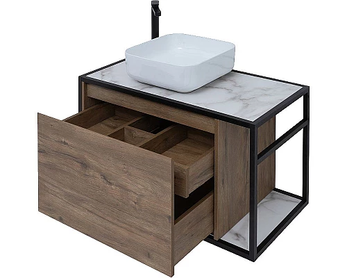 Приобрести Тумба под раковину Aquanet Nova Lite Loft 90L 261660 подвесная Дуб рустикальный в магазине сантехники Santeh-Crystal.ru