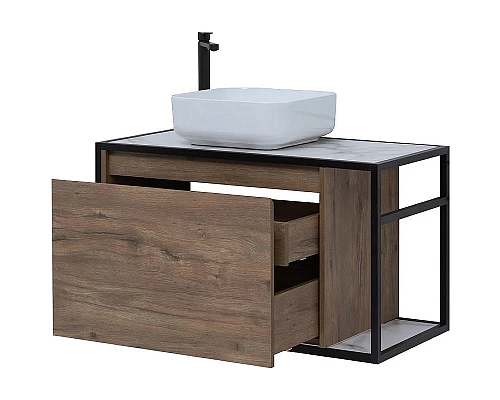 Приобрести Тумба под раковину Aquanet Nova Lite Loft 90L 261660 подвесная Дуб рустикальный в магазине сантехники Santeh-Crystal.ru