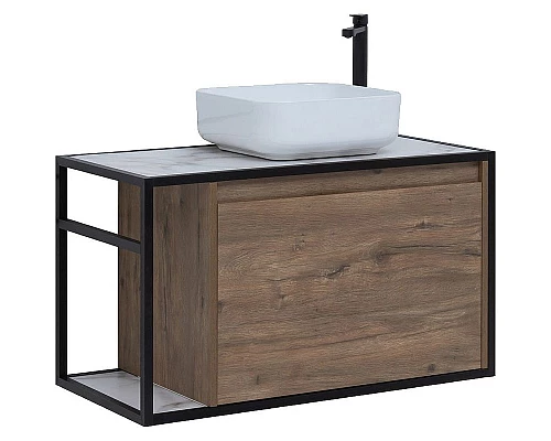 Купить Тумба под раковину Aquanet Nova Lite Loft 90R 261659 подвесная Дуб рустикальный в магазине сантехники Santeh-Crystal.ru