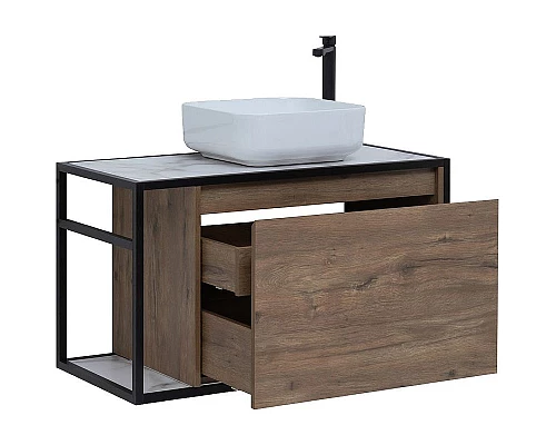 Купить Тумба под раковину Aquanet Nova Lite Loft 90R 261659 подвесная Дуб рустикальный в магазине сантехники Santeh-Crystal.ru