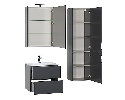 Заказать Шкаф пенал Aquanet Алвита 35 240197 подвесной Серый антрацит в магазине сантехники Santeh-Crystal.ru