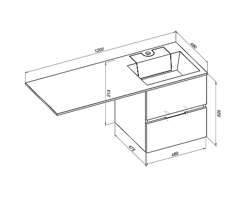 Купить Тумба под раковину Aquanet Алвита 120 R 243662 подвесная Серый антрацит в магазине сантехники Santeh-Crystal.ru
