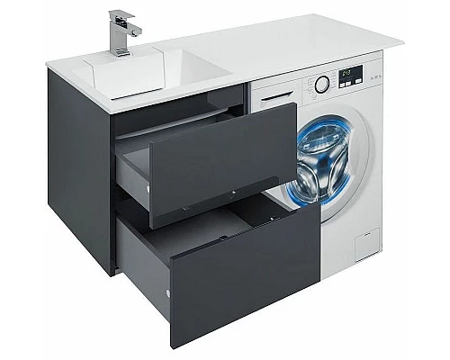 Приобрести Тумба с раковиной Aquanet Алвита 120 L 243777 подвесная Серый антрацит в магазине сантехники Santeh-Crystal.ru