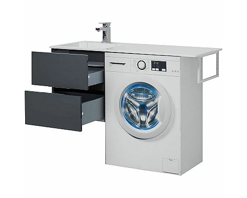 Приобрести Тумба с раковиной Aquanet Алвита 120 L 243777 подвесная Серый антрацит в магазине сантехники Santeh-Crystal.ru