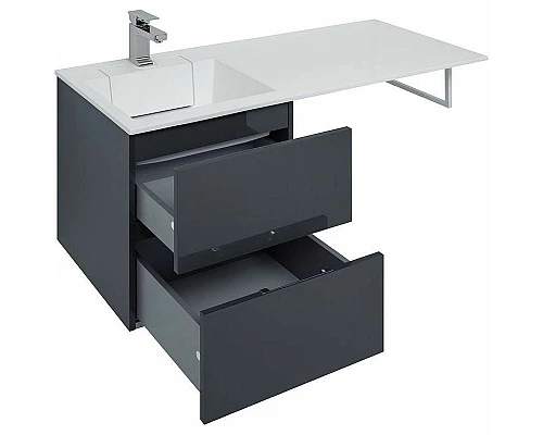 Приобрести Тумба с раковиной Aquanet Алвита 120 L 243777 подвесная Серый антрацит в магазине сантехники Santeh-Crystal.ru