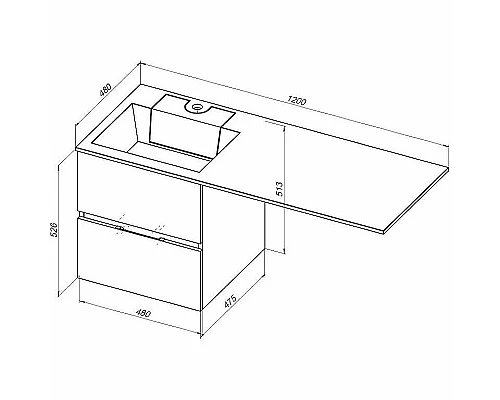 Приобрести Тумба с раковиной Aquanet Алвита 120 L 243777 подвесная Серый антрацит в магазине сантехники Santeh-Crystal.ru