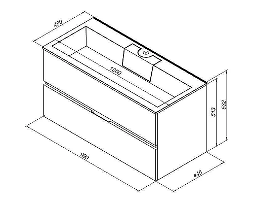 Заказать Тумба с раковиной Aquanet Алвита 100 238369 подвесная Белый глянец в магазине сантехники Santeh-Crystal.ru