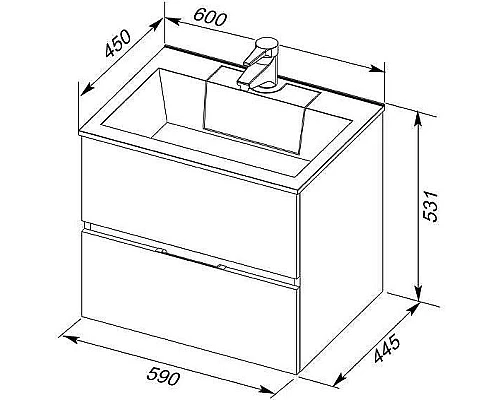 Заказать Тумба с раковиной Aquanet Алвита 60 213094 подвесная Серый антрацит в магазине сантехники Santeh-Crystal.ru