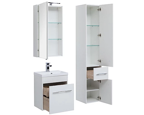 Купить Зеркальный шкаф Aquanet Августа 50 210007 Белый в магазине сантехники Santeh-Crystal.ru