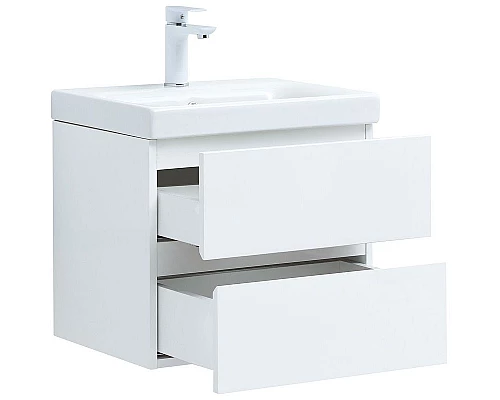 Заказать Тумба под раковину Aquanet Беркли 50 302347 подвесная Белый глянец в магазине сантехники Santeh-Crystal.ru