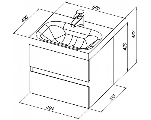 Заказать Тумба под раковину Aquanet Беркли 50 302347 подвесная Белый глянец в магазине сантехники Santeh-Crystal.ru