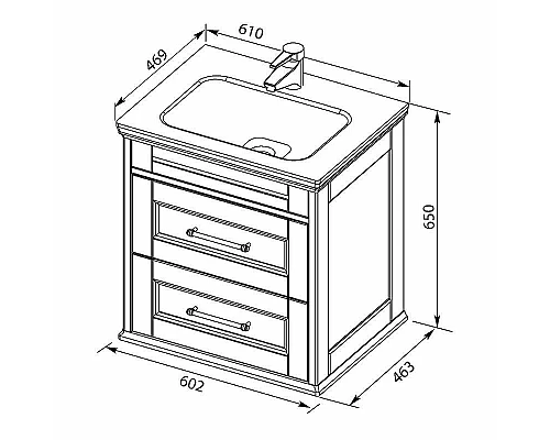 Купить Тумба под раковину Aquanet Бостон 60 209679 подвесная Белый матовый в магазине сантехники Santeh-Crystal.ru