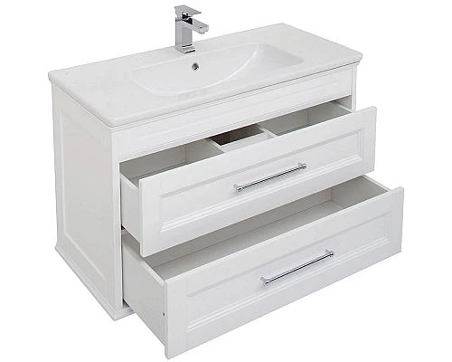 Купить Комплект мебели для ванной Aquanet Бостон 100 210628 подвесной Белый матовый в магазине сантехники Santeh-Crystal.ru