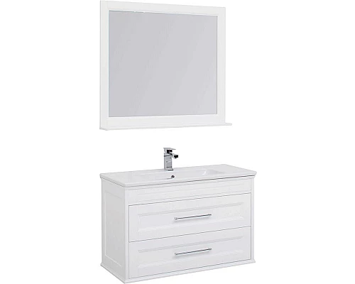 Купить Комплект мебели для ванной Aquanet Бостон 100 210628 подвесной Белый матовый в магазине сантехники Santeh-Crystal.ru