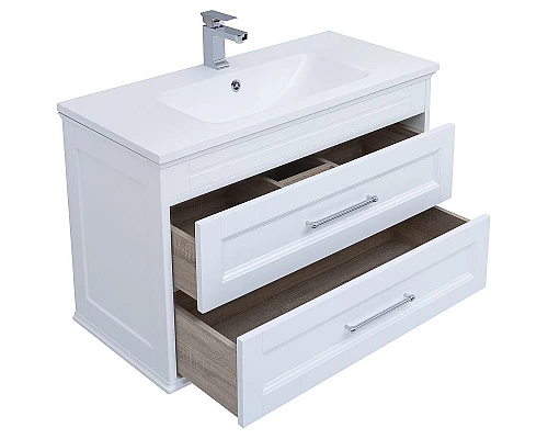 Приобрести Тумба с раковиной Aquanet Бостон 100 260666 подвесная Белый матовый в магазине сантехники Santeh-Crystal.ru