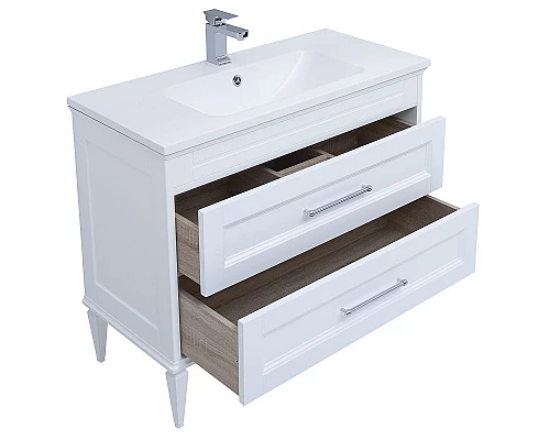 Приобрести Тумба с раковиной Aquanet Бостон 100 260666 подвесная Белый матовый в магазине сантехники Santeh-Crystal.ru