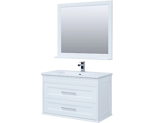 Приобрести Тумба с раковиной Aquanet Бостон 100 260666 подвесная Белый матовый в магазине сантехники Santeh-Crystal.ru