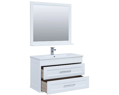 Приобрести Тумба с раковиной Aquanet Бостон 100 260666 подвесная Белый матовый в магазине сантехники Santeh-Crystal.ru