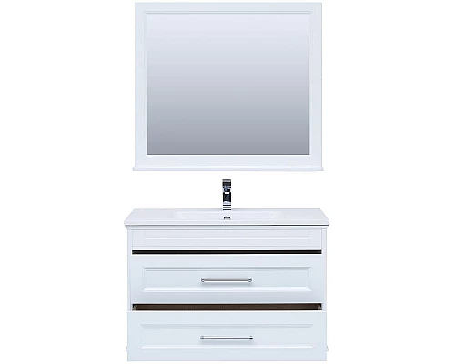 Приобрести Тумба с раковиной Aquanet Бостон 100 260666 подвесная Белый матовый в магазине сантехники Santeh-Crystal.ru