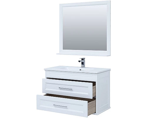 Приобрести Тумба с раковиной Aquanet Бостон 100 260666 подвесная Белый матовый в магазине сантехники Santeh-Crystal.ru