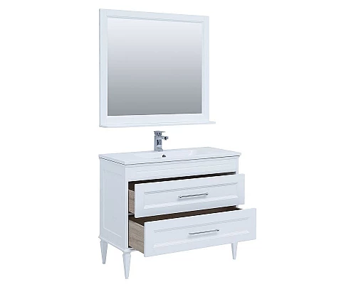 Приобрести Тумба с раковиной Aquanet Бостон 100 260666 подвесная Белый матовый в магазине сантехники Santeh-Crystal.ru