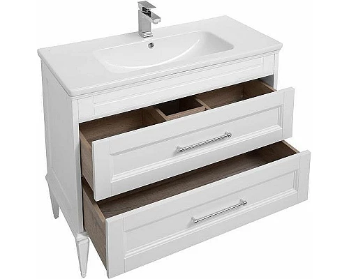 Приобрести Тумба с раковиной Aquanet Бостон М 100 212669 Белая матовая в магазине сантехники Santeh-Crystal.ru