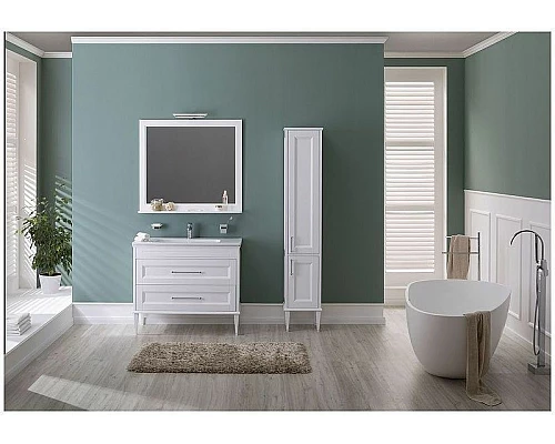 Приобрести Тумба с раковиной Aquanet Бостон М 100 212669 Белая матовая в магазине сантехники Santeh-Crystal.ru