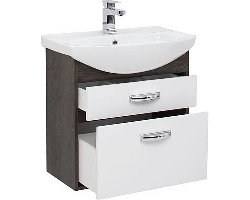 Приобрести Тумба с раковиной Aquanet Грейс 65 212652 подвесная Дуб кантенбери Белая в магазине сантехники Santeh-Crystal.ru