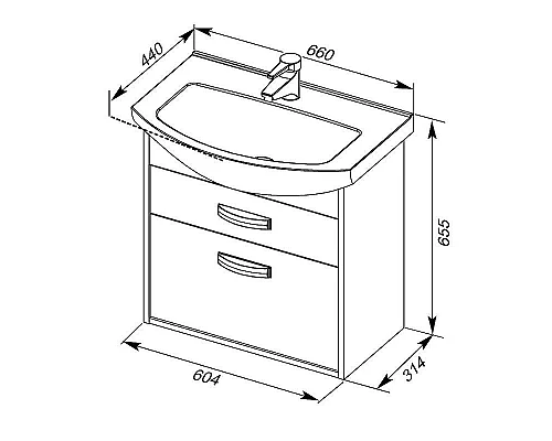 Приобрести Тумба с раковиной Aquanet Грейс 65 212652 подвесная Дуб кантенбери Белая в магазине сантехники Santeh-Crystal.ru