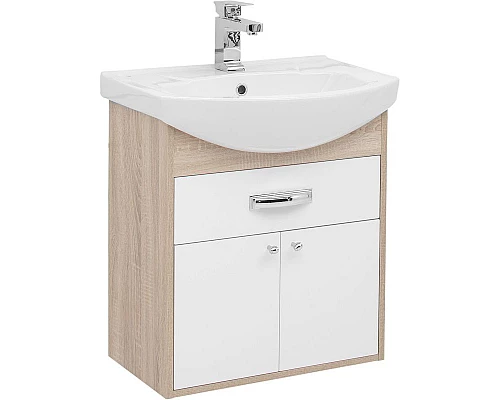 Заказать Тумба с раковиной Aquanet Грейс 60 212653 подвесная Дуб сонома Белая в магазине сантехники Santeh-Crystal.ru