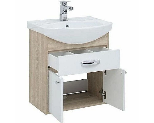 Заказать Тумба с раковиной Aquanet Грейс 60 212653 подвесная Дуб сонома Белая в магазине сантехники Santeh-Crystal.ru