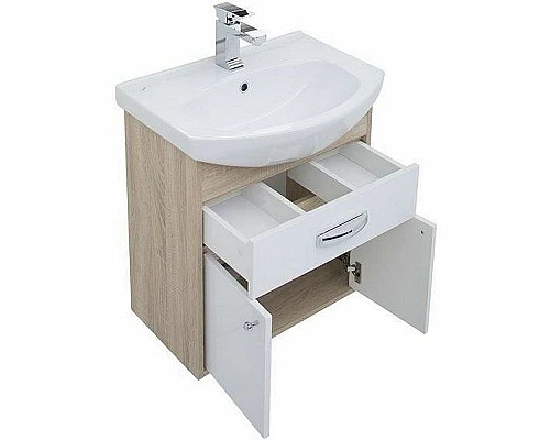 Заказать Тумба с раковиной Aquanet Грейс 60 212653 подвесная Дуб сонома Белая в магазине сантехники Santeh-Crystal.ru