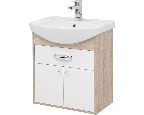 Заказать Тумба с раковиной Aquanet Грейс 60 212653 подвесная Дуб сонома Белая в магазине сантехники Santeh-Crystal.ru