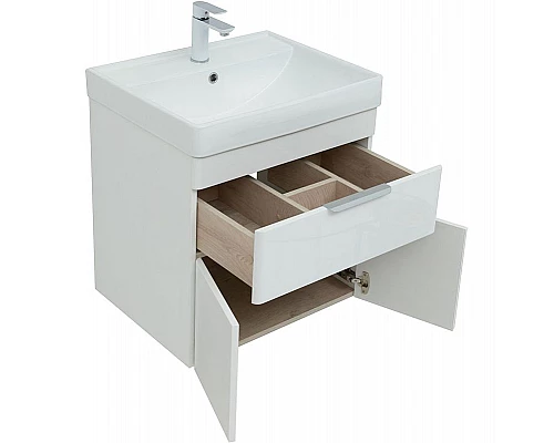 Приобрести Тумба под раковину Aquanet Ирис new 60 310148 подвесная Белая глянцевая в магазине сантехники Santeh-Crystal.ru