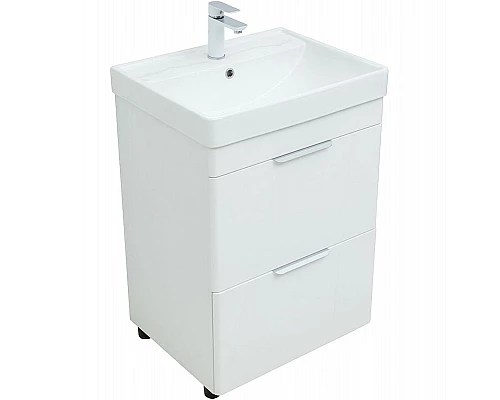 Приобрести Тумба под раковину Aquanet Ирис new 60 310152 Белая глянцевая в магазине сантехники Santeh-Crystal.ru