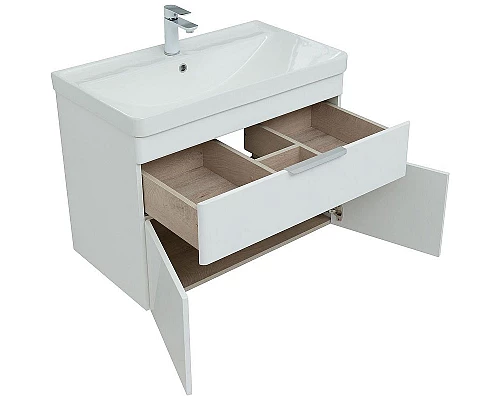 Купить Тумба под раковину Aquanet Ирис new 80 310150 подвесная Белая глянцевая в магазине сантехники Santeh-Crystal.ru