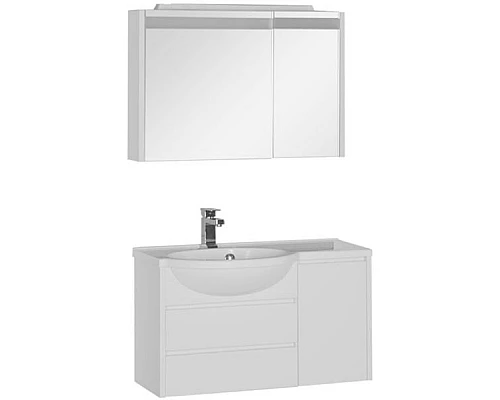 Купить Зеркальный шкаф Aquanet Лайн 90 R 164934 с подсветкой Белый в магазине сантехники Santeh-Crystal.ru