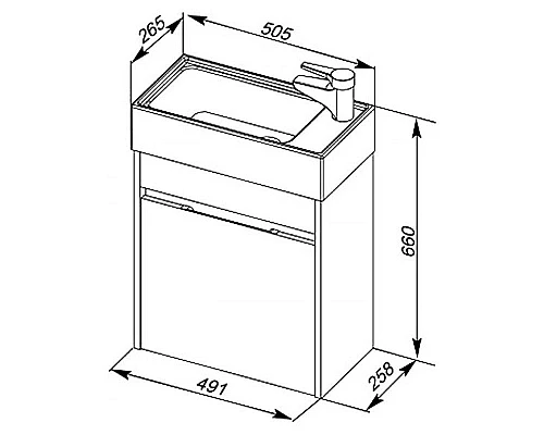 Заказать Тумба с раковиной Aquanet Лидс 50 213042 подвесная Эвкалипт мистери в магазине сантехники Santeh-Crystal.ru
