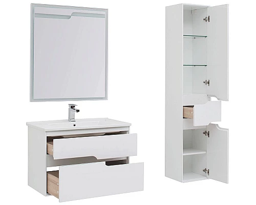 Купить Комплект мебели для ванной Aquanet Модена 85 199305 Белый глянец в магазине сантехники Santeh-Crystal.ru