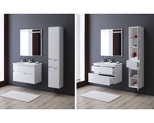 Купить Шкаф пенал Aquanet Модена 35 L 218461 подвесной Белый глянец в магазине сантехники Santeh-Crystal.ru