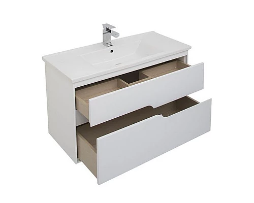 Купить Тумба с раковиной Aquanet Модена 100 212664 подвесная Белый глянец в магазине сантехники Santeh-Crystal.ru