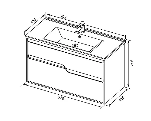 Купить Тумба с раковиной Aquanet Модена 100 212664 подвесная Белый глянец в магазине сантехники Santeh-Crystal.ru